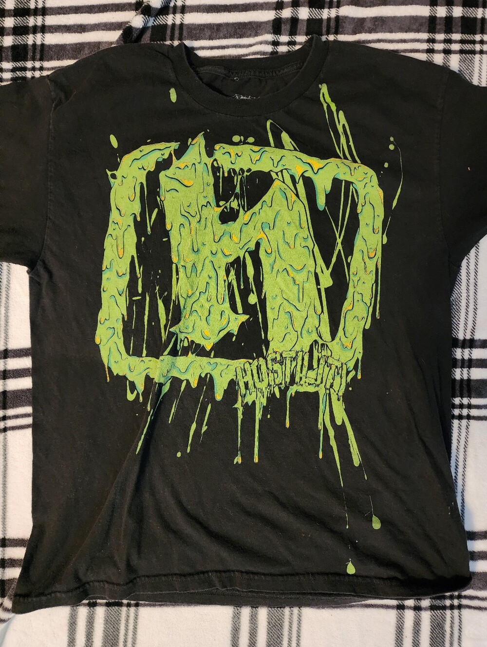Graphic Short Sleeve Tee - Black with Neon Green Print